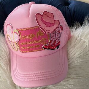 Women’s Custom Made Pink Embroidered Cowboy Patch Trucker Hat